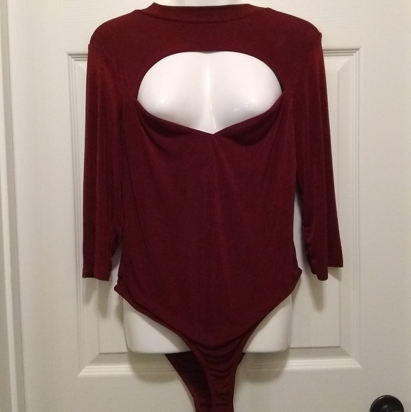 Mock Neck❤ with Cutout Detail Plus Size BodySuit - Picture 3 of 6